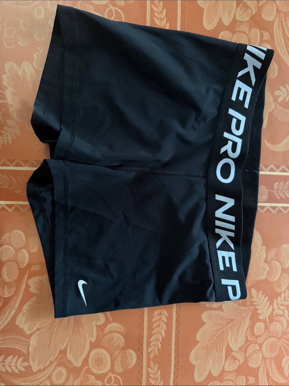 Nike Black Women’s Pro Dri-Fit Shorts with White Logos 3” size large